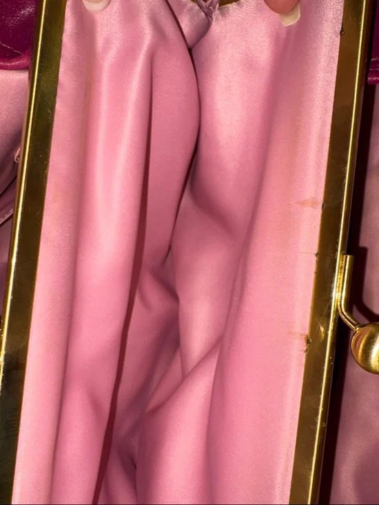 Coach Ergo Magenta Pleated Leather Shoulder Bag with Kiss-Lock Frame - Picture 13 of 14